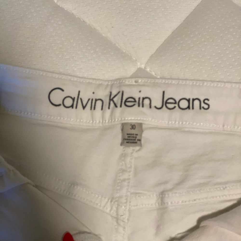 Calvin Klein white denim shorts
